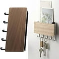 thumbnail image 4 of Japanese Wall Mounted Key Holder Wood with 5 Hooks Punch Free Multifunction Key Hanger for Home Walnut Color, 4 of 10