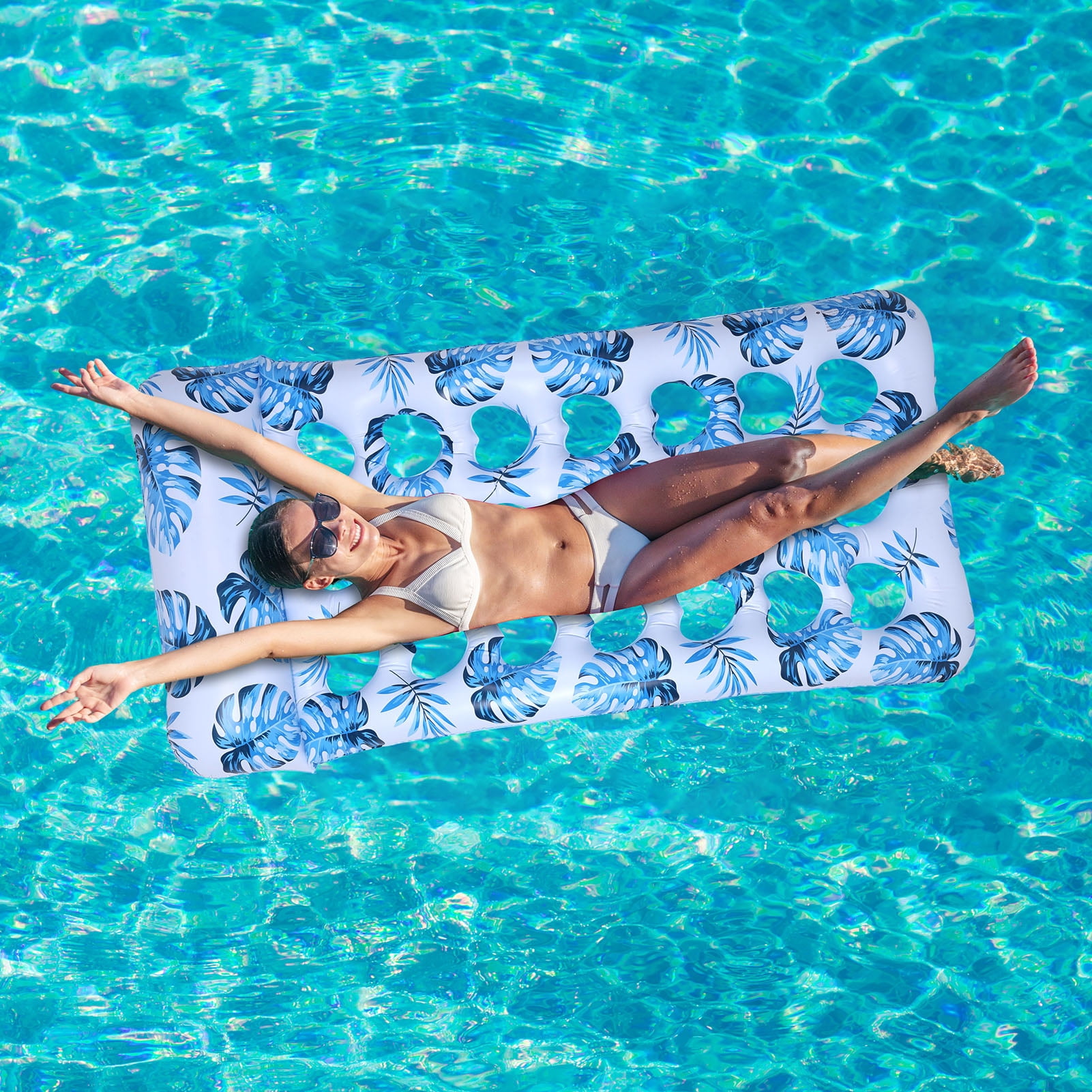 Hengguang 2Packs Inflatable Pool Float Lounger, 70" x 36" Pool Floaties Sun Tanning Bed Float with Headrest for Adults, Floating Mat Pool Lounge Raft Floaty for Swimming Pool Party Cool Water Fu