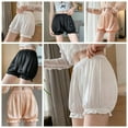 thumbnail image 4 of Satin  Short Pants Stretchy Ice Silk Underpants Seamless Safety Pants Lace Safety Pants Dress Shorts Boxer Shorts Ruffled Anti-exposure Panties Summer Women's Panties BLACK L, 4 of 8