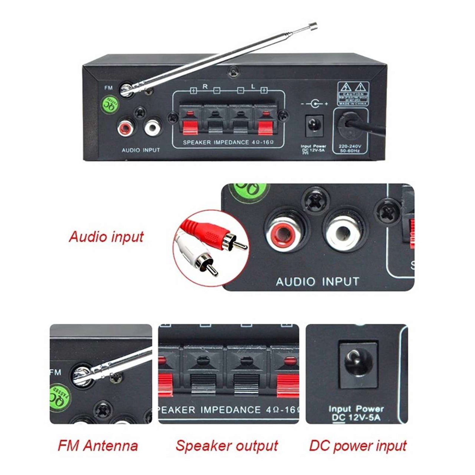 3200W HIFI Bluetooth Power Amplifier Car/Home Theater Digital Power Audio Amplificador Speaker Treble Bass Control FM USB SD ,Powerful Sound Quality