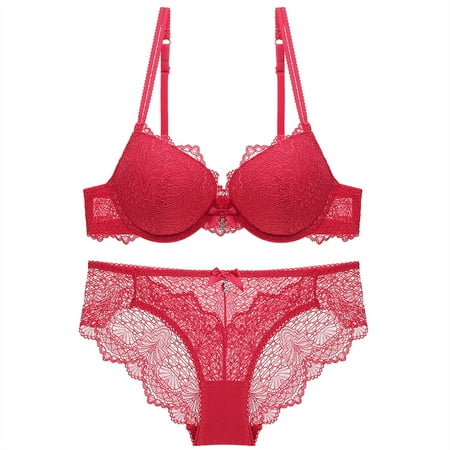 Sentmoon Lingerie for Women Women s Bra Gathering Sexy Lace Women s Thick Underwear Nylon Rear Opening Bra Set Valentines Lingerie Valentines Day Gifts for Her Up to 40% Off
