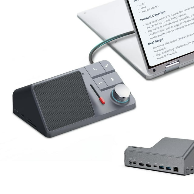 Estación de Acoplamiento USB C H1 Negro con Grabadora de Voz AI y HDMI Dual 4K a 60Hz
