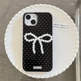 thumbnail image 5 of for iPhone Case,Cute Dot Pattern with 3D Pearl Bow Camera Lens Protection Soft Shockproof Phone Case (Black,iPhone 15 Pro Max), 5 of 5