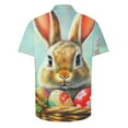 thumbnail image 4 of VBTAPA Mens Spring Shirts Happy Easter Day Rabbit Eggs Print Button Down Shirt Short Sleeve Hawaiian Beach Party Tops on Clearance Multicolor S, 4 of 6