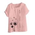 thumbnail image 3 of Women's Boho Floral Print Shirts for Women Summer Short Sleeve Tunic Shirts Button Crewneck Blouses 2026 Clothing(Pink,M), 3 of 3