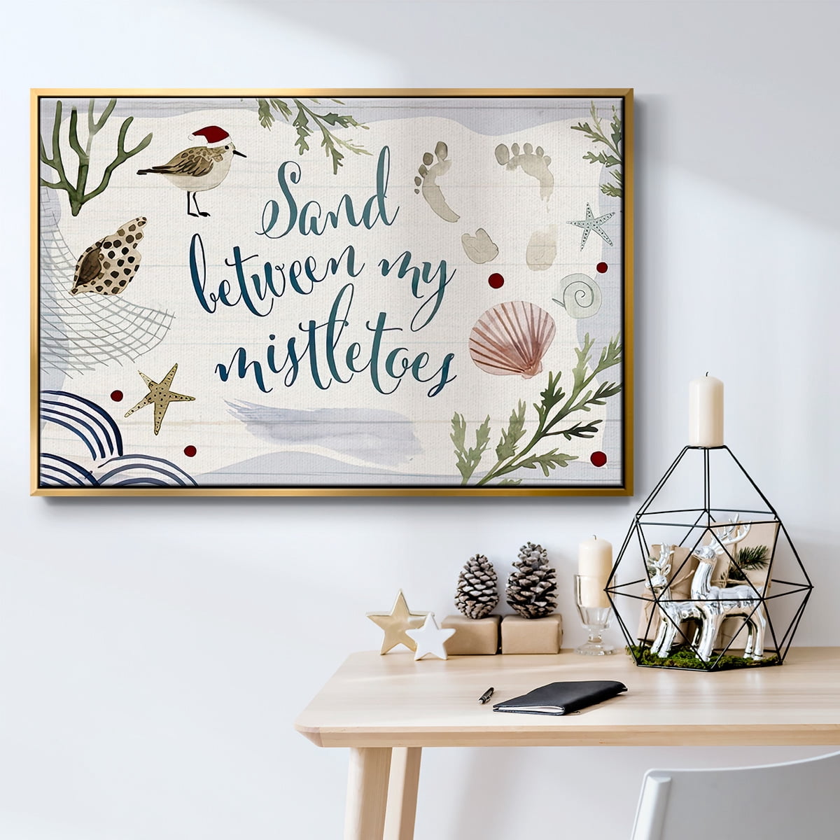 Sun-kissed Christmas Collection A - Framed Gallery Wrapped Holiday Canvas - 27 x 41 - Gold Frame