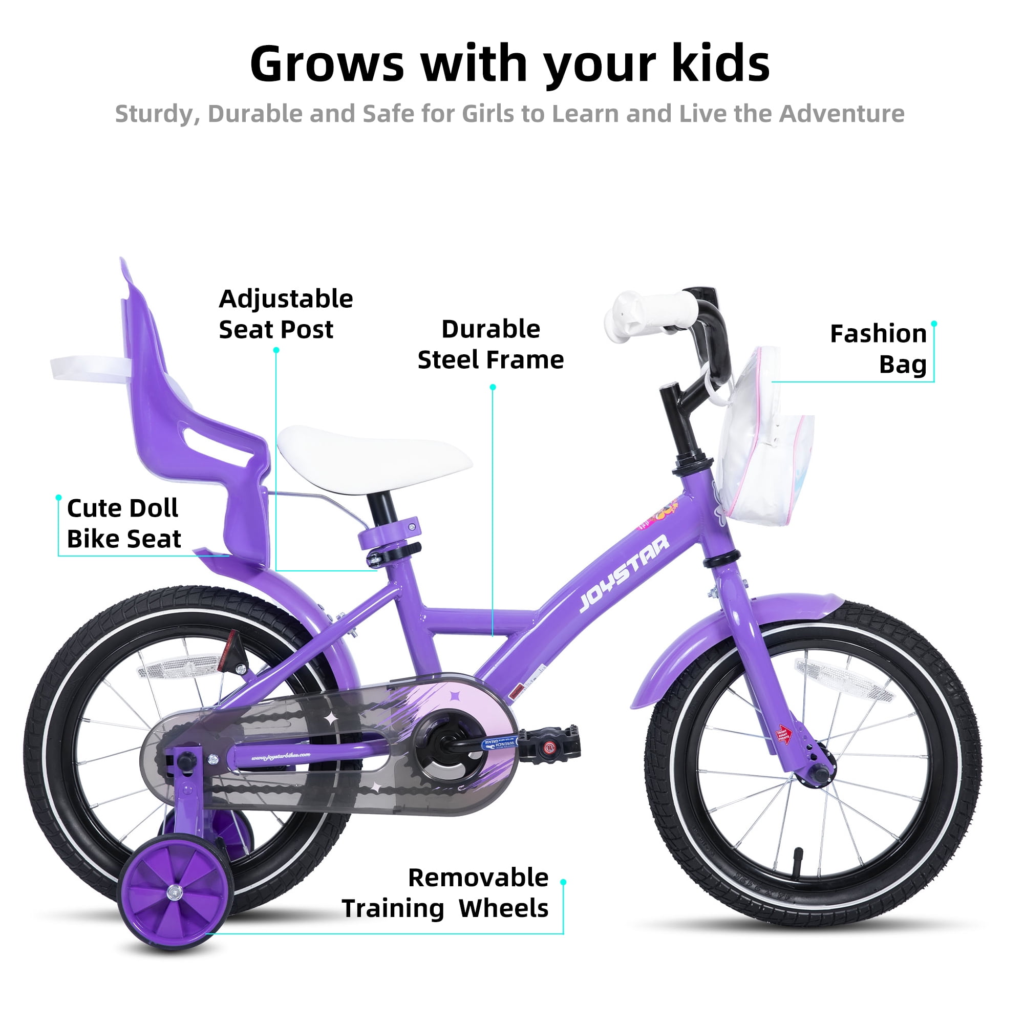 JOYSTAR Keano 14 inch Kids Bike for Girls, Children Bicycle in Purple