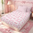 thumbnail image 2 of Erosebridal Preppy Checkerboard Bow Zipper Queen Comforter Set with Fitted Sheet and 2 Pillowcases,Sweet Heart Motif Zipper Bedding Set,Pink White,4 Pieces,Pink Reversible, 2 of 6