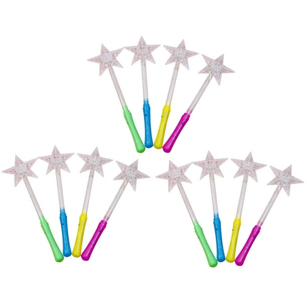 12 varitas luminosas divertidas con forma de estrella, juguetes interesantes para fiestas infantiles (color aleatorio)