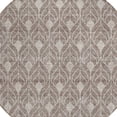 thumbnail image 4 of 8' Taupe And Beige Round Geometric Washable Indoor Outdoor Area Rug, 4 of 5
