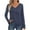 Dark Blue, variant on AherBiu Long Sleeve Tops for Women V Neck Comfy Fitted T Shirts Casual Basic Top Tees with Pocket