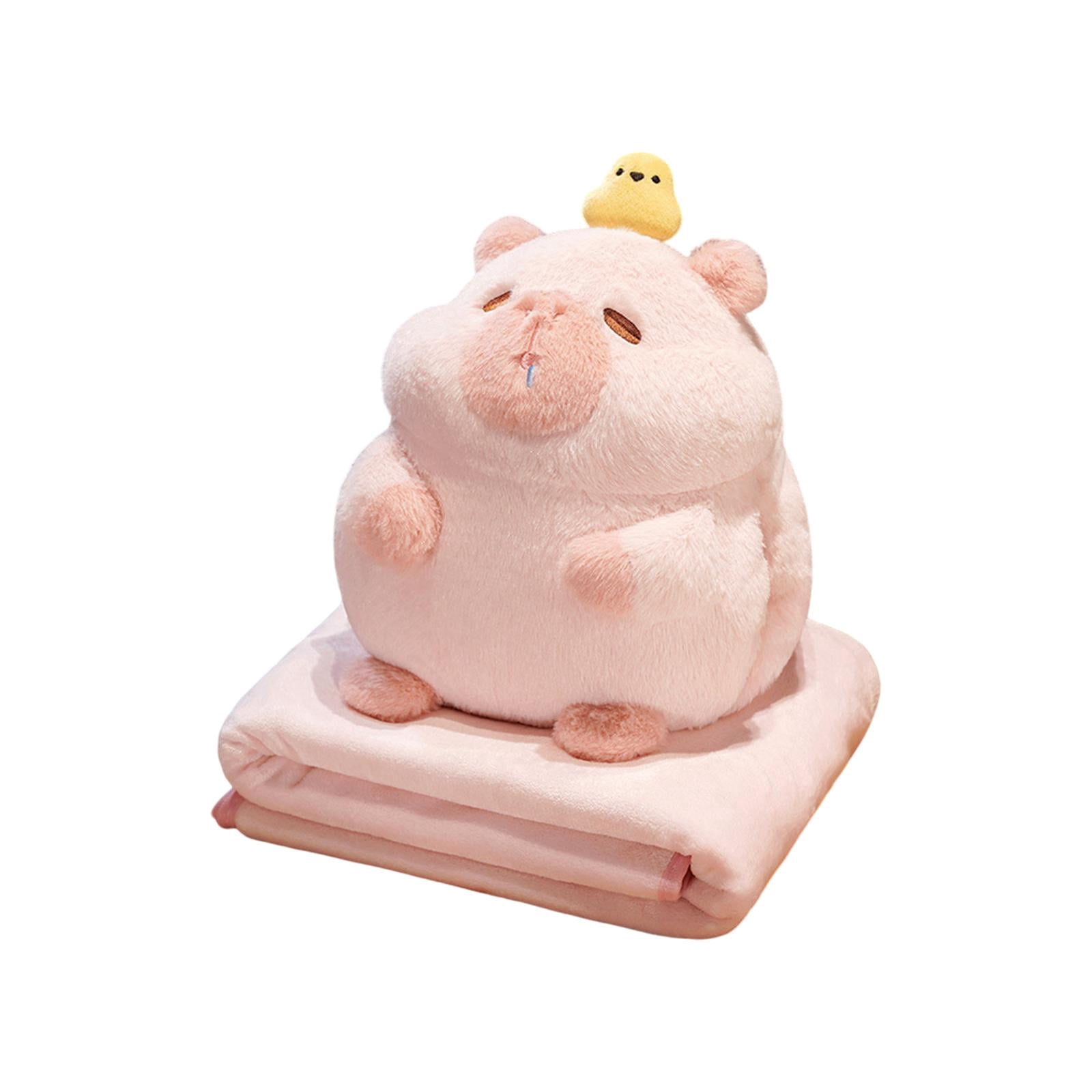 LeeQinersw Capybara Plush Toy Capybara Stuffed Toy Snuggling Lovely Ornament Plush Capybara Pink with Blanket