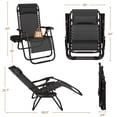 thumbnail image 3 of Yaheetech Fauteuil Inclinable d'Extérieur à Gravité Zéro de 26 Po avec Porte-Gobelet et Coussin, Ensemble de 2, Noir, 3 of 7