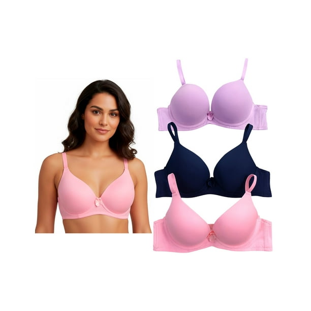 Paquete de 3 Brasieres Doble Push Up, Aumenta hasta dos tallas incluye 6 Colores Diferentes