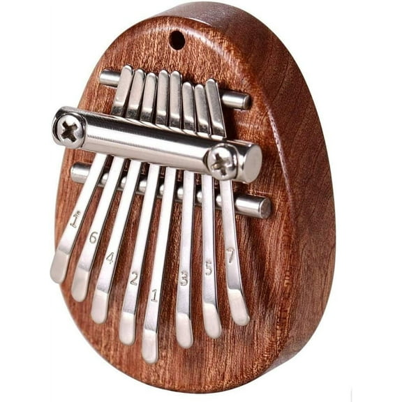 Mini Kalimba 8 Keys Thumb Piano Cute Portable Exquisite Piano Musical Instrument, Wood Good Accessory Pendant Gift for Kids Adult Beginners