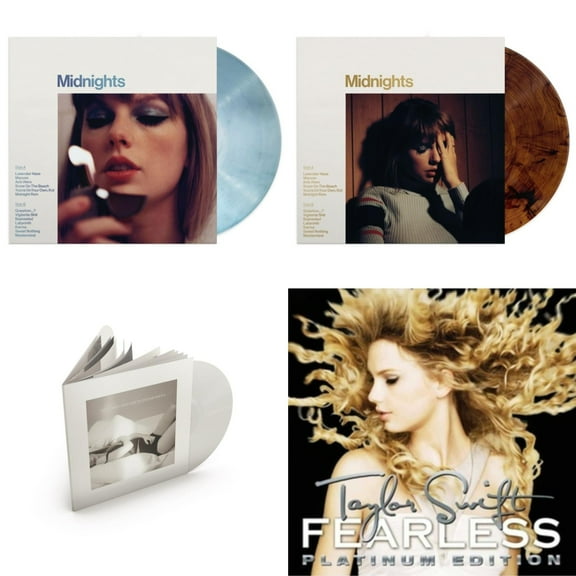 Midnights (X) (Moonstone Blue LP Vinyl) & Midnights (X) (Mahogany Color LP Vinyl) & Tortured Poets Department (X) (Ghosted White Vinyl/2LP/Manuscript- Bonus Track) & Fearless Platinum Edition
