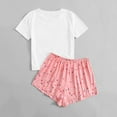 thumbnail image 3 of Summer Lounge Sets for Women Casual Cute Print Crewneck Short Sleeve T Shirts and Shorts Set 2 Piece Outfits Pajamas, 3 of 6