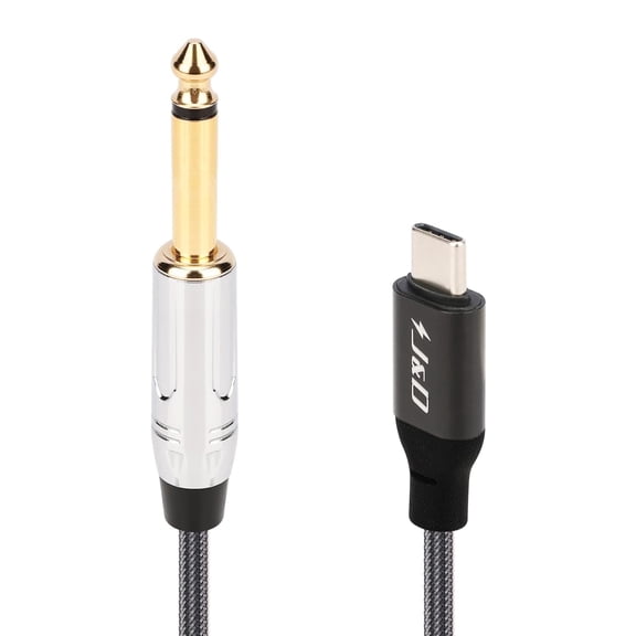 J&D USB C To 6.35mm (1/4 in) TS Guitar Audio Cable, Gold Plated Connector, 6.6 ft
