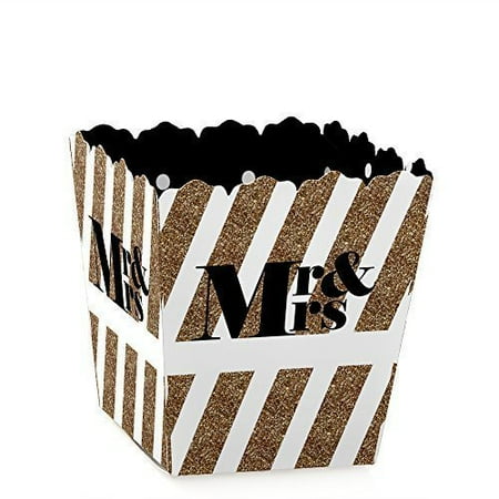 Mrs Favor Boxes - Mr. & Mrs. - Gold - Party Mini Favor Boxes - Wedding or Anniversary Party Treat Candy Boxes - Set of 12