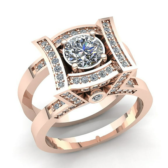 1carat Round Cut Diamond Ladies Solitaire Engagement Anniversary Ring Jacket Solid 18K Rose, White or Yellow Gold G SI1