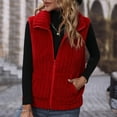 thumbnail image 6 of Lovskoo 2024 Womens Fuzzy Sherpa Fleece Jacket Lightweight Vest Cozy Sleeveless Cardigan Stand Collar Zipper Waistcoat Outerwear With Pocket Red, 6 of 8