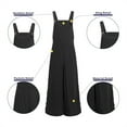 thumbnail image 4 of Christmas Gifts! SHENGXINY Women Summer Loose Linen Jumpsuits Solid Sleeveless Bib Overalls Siamese with Button Wide leg Pants Long Trousers Large Size, 4 of 5