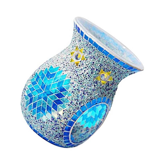 Billuyoard Quemador de cera aromática, quemador de aceite de vidrio, difusor de aceite esencial hecho a mano único, calentador de cera, difusor Iluminación y accesorios Azul