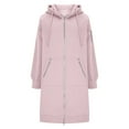 thumbnail image 5 of BangWanChi Women's Solid Color Coats Thickening And Fleece And Winter Casual Zipper Long Sleeve Pocket Hooded Long Outerwears, 5 of 5