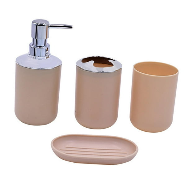 Conjunto de accesorios elegantes para el baño, soporte innovador para cepillos y jabonera Albaricoque