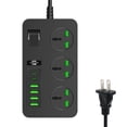 thumbnail image 1 of US Standard Black Power Strip with Multiple Outlets and USB Ports - Multi-Functional Home Electrical Extension Socket for Household Use, 1 of 6