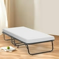 thumbnail image 2 of Twin S Bed Rollaway Portable Guest Bed Cot Space Saving Bed Frame No Assembly Sturdy S Cot with Mattress Wheels for Office Bedroom Guest Camping, White, 2 of 4