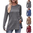 thumbnail image 4 of cocolona Sweaters for Women Fall Winter Sweaters Casual Long Sleeve Ribbed Pullover Tops Crew Neck Shirts Blouses with Button on Clearance, 4 of 4