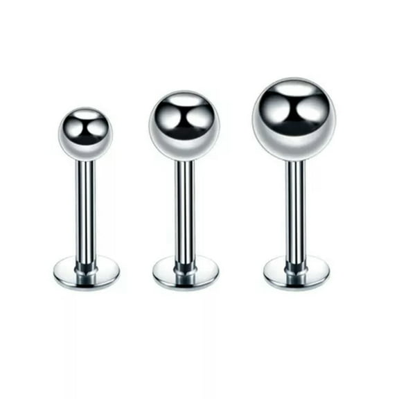 K-KED 3pcs Surgical Steel 3/4/5mm Ball Lip Stud Monroe Labret Tragus Bar Ring Piercing-Silver