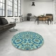 thumbnail image 3 of Ahgly Company Indoor Round Patterned Tiffany Blue Area Rugs, 6' Round, 3 of 6
