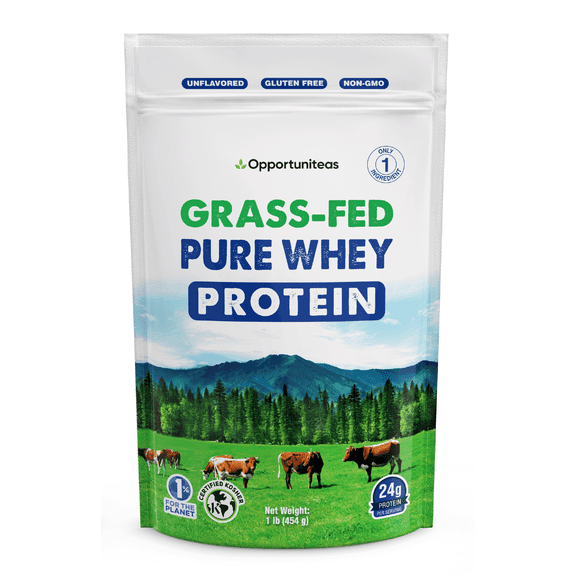 Opportuniteas - Grass Fed Whey Protein Powder Concentrate, Unflavored, 1 Ingredient, 1lb