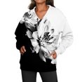 thumbnail image 4 of Women's Fashion Retro Floral Print Long-Sleeve V-Neck Sweatshirt with Dyed Effect Pattern, Unique Artistic Top for Women's Fashion Statement,White,M, 4 of 7