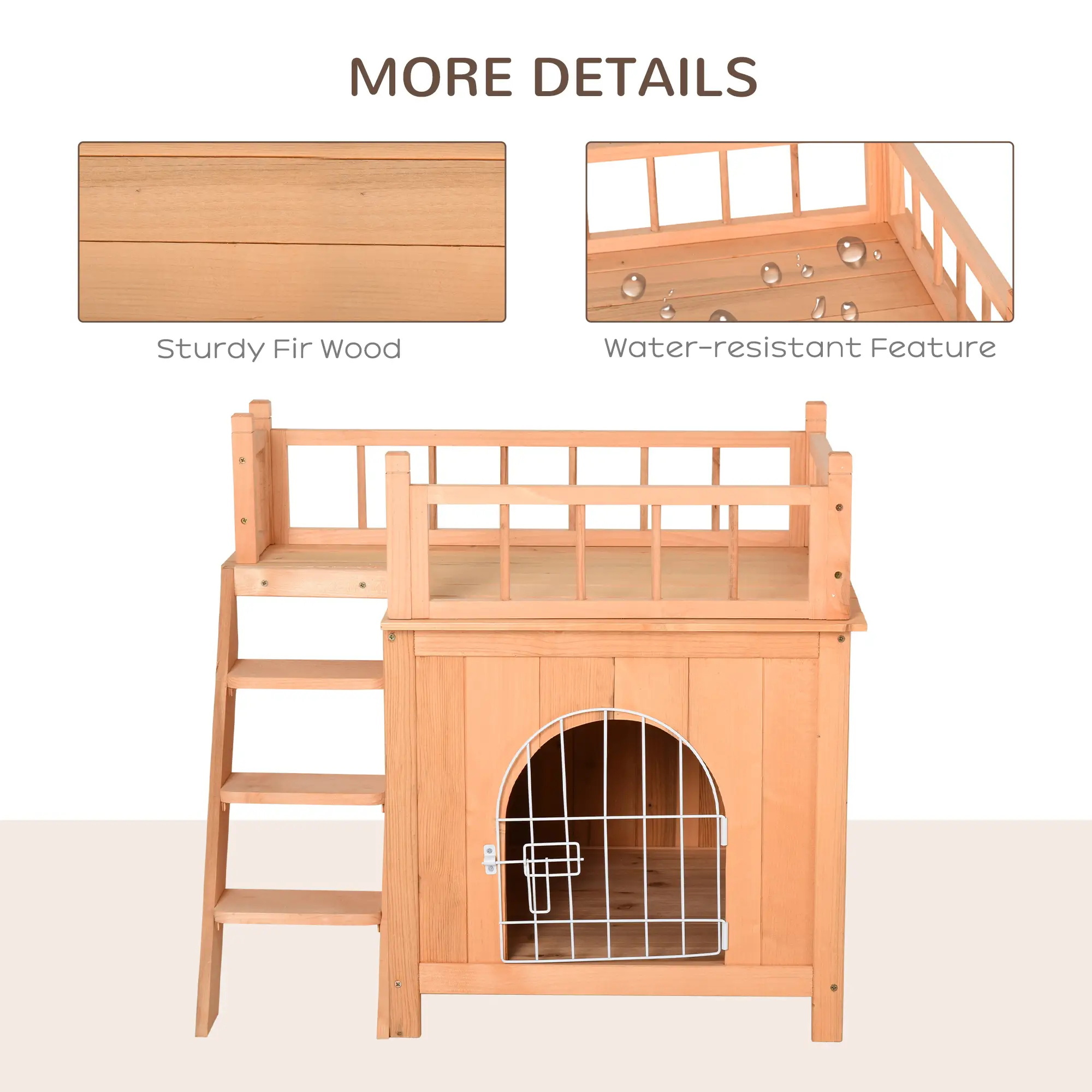 Pefilos 28" Outdoor Cat House with Lockable Wire Door, Stairs, Outside 2-Story Feral Cat Shelter, Indoor Kitty Condo, Orange