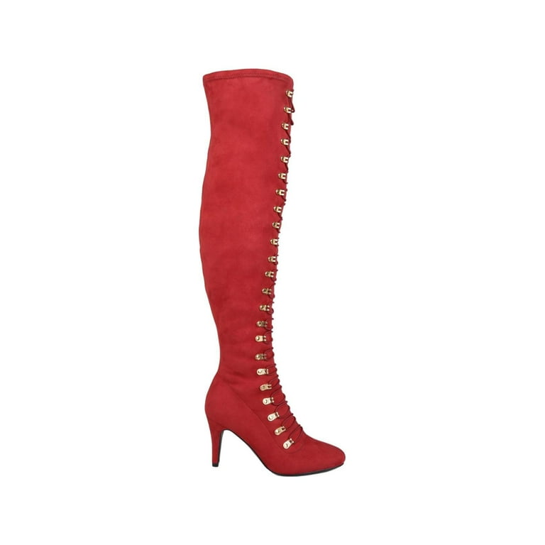 Journee Collection Womens Trill Faux Suede Over The Knee Boots Walmart
