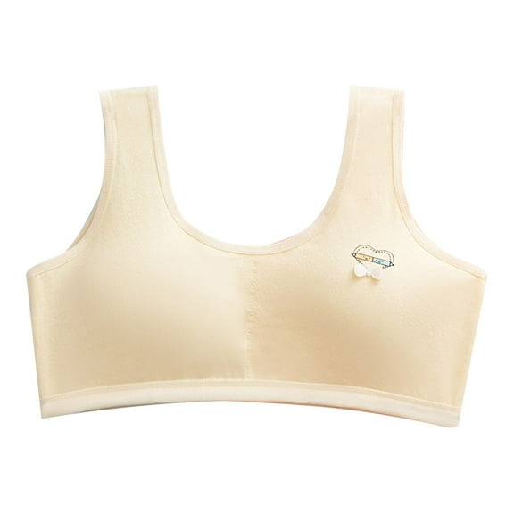 Comfortable Sports Bras New Girls' Bras Children's Vests Developmental Underwear Comfortable and Breathable Vests Underwear Style B-70 Khaki One Size
