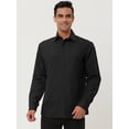 thumbnail image 3 of Camisa de vestir para hombre, ajuste regular, manga larga, con botones, para baile de graduación, camisa sólida Negro XL, 3 of 6