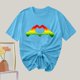 thumbnail image 4 of Camiseta de Cuello Redondo Impresa Nueva Moda Casual de Manga Corta de las Mujeres, Mezcla Ligera de Poliéster para la Primavera, 4 of 6