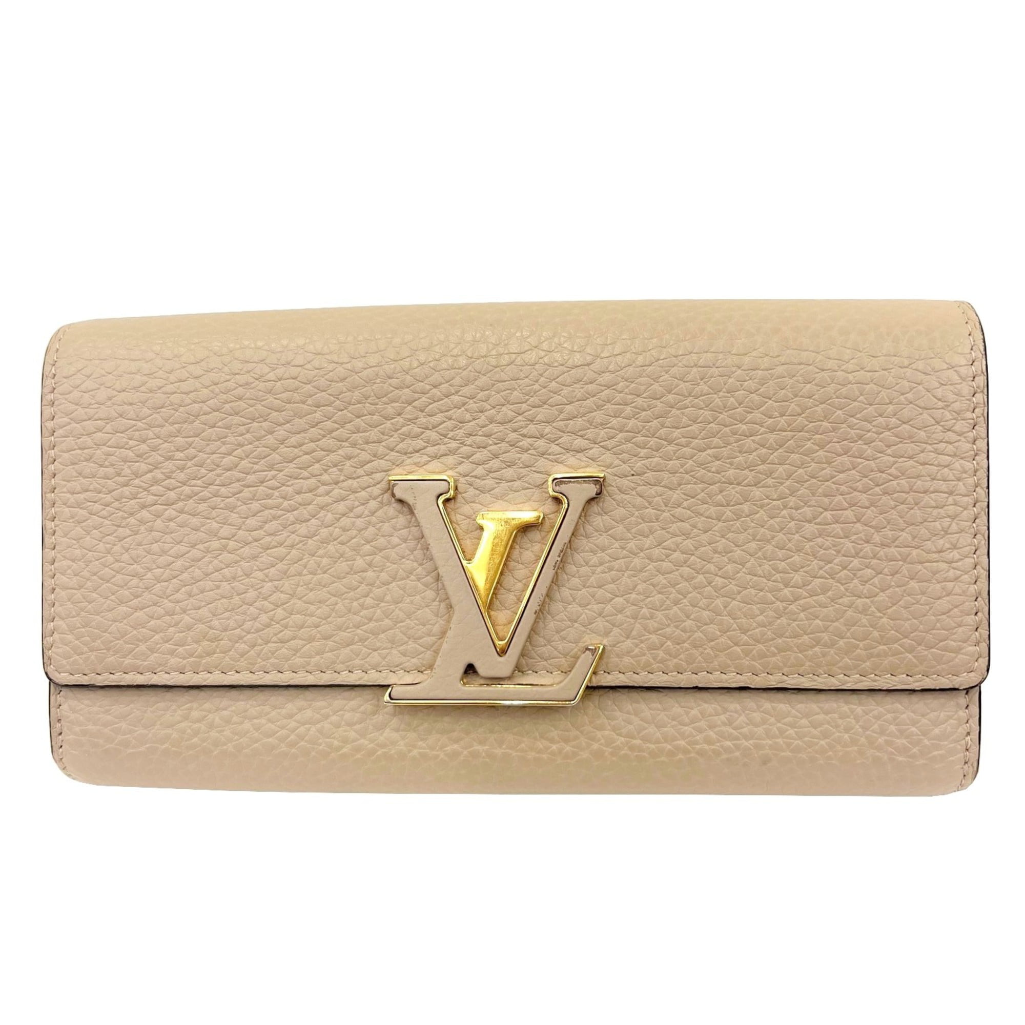 Authenticated Used LOUIS VUITTON Louis Vuitton Portefeuille Capucines M61249 MI2260 Taurillon Leather Long Galle Beige Greige Gold Hardware Women's - Walmart.com