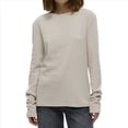 thumbnail image 2 of Camiseta de Larga A Rayas para Mujer, Cuello Redondo, Corte Holgado Albaricoque M, 2 of 10