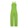 thumbnail image 6 of Frostluinai Casual Jumpsuits for Women Sleeveless Cotton Linen Bib Overalls V Neck Baggy Wide Leg Jumpsuits Solid Vacation Overalls Rompers with Pocket, 6 of 7