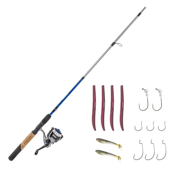 Zebco Ready Tackle Bass Spinning Combo, 6-Foot 6-Inch, 2-Piece Fishing Rod, Size 30 Reel, 10-Pound Line, 14-Piece Tackle Kit