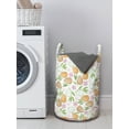 thumbnail image 3 of Spring Laundry Bag, Raw Almonds and Flower Petals Leaves Fragrance Foliage Illustration, Basket with Handles Drawstring Closure for Laundromats, 13" x 19", Pale Brown Green and Pink, by Ambesonne, 3 of 4