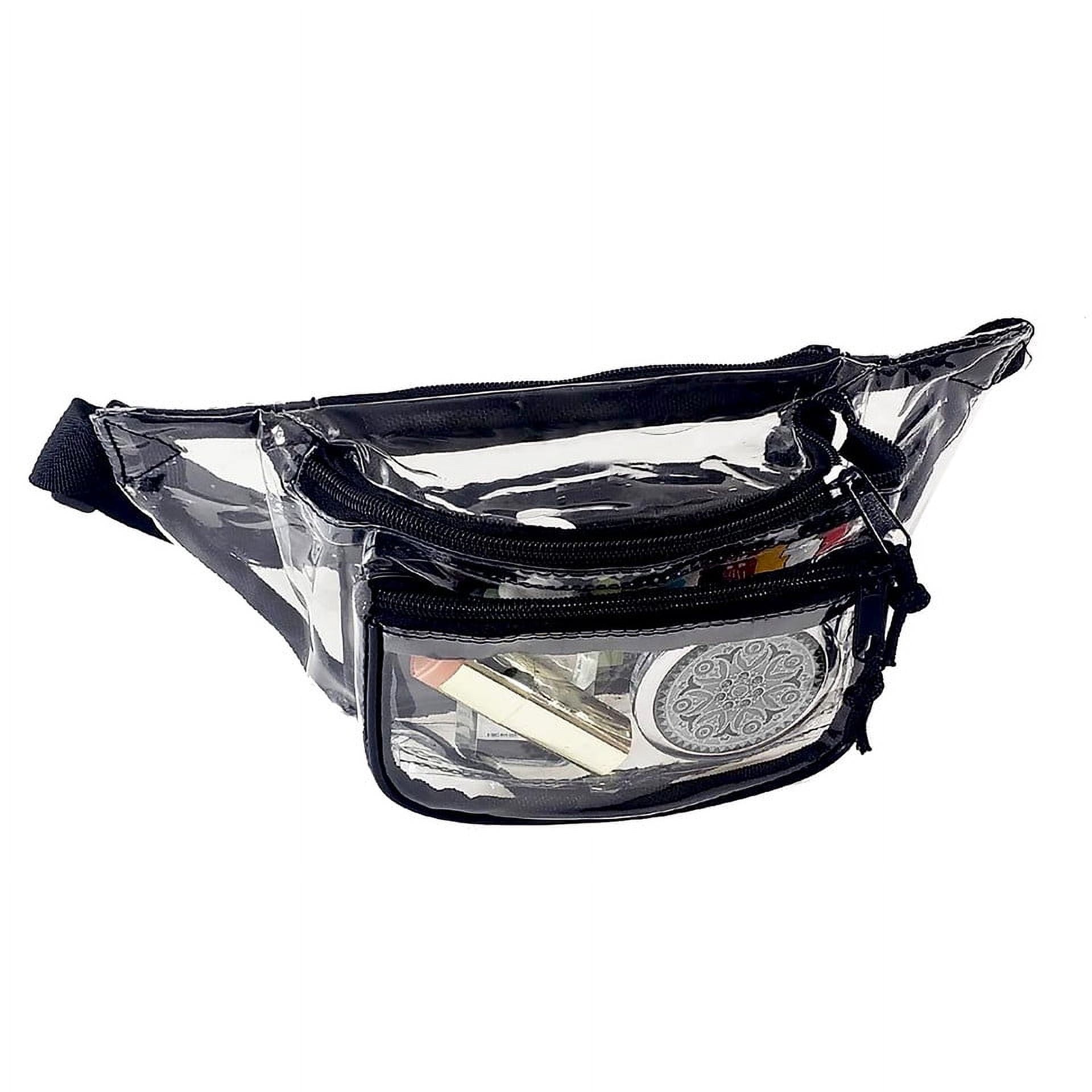 K-Cliffs Clear Anti-Theft 3-Zipper PVC Fanny Pack with Black Trim for Music Festivals & Raves Unisex All Ages
