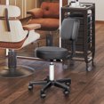 thumbnail image 2 of HOMCOM Adjustable Rolling Stool, PU Leather Swivel Drafting Stool, Black, 2 of 10