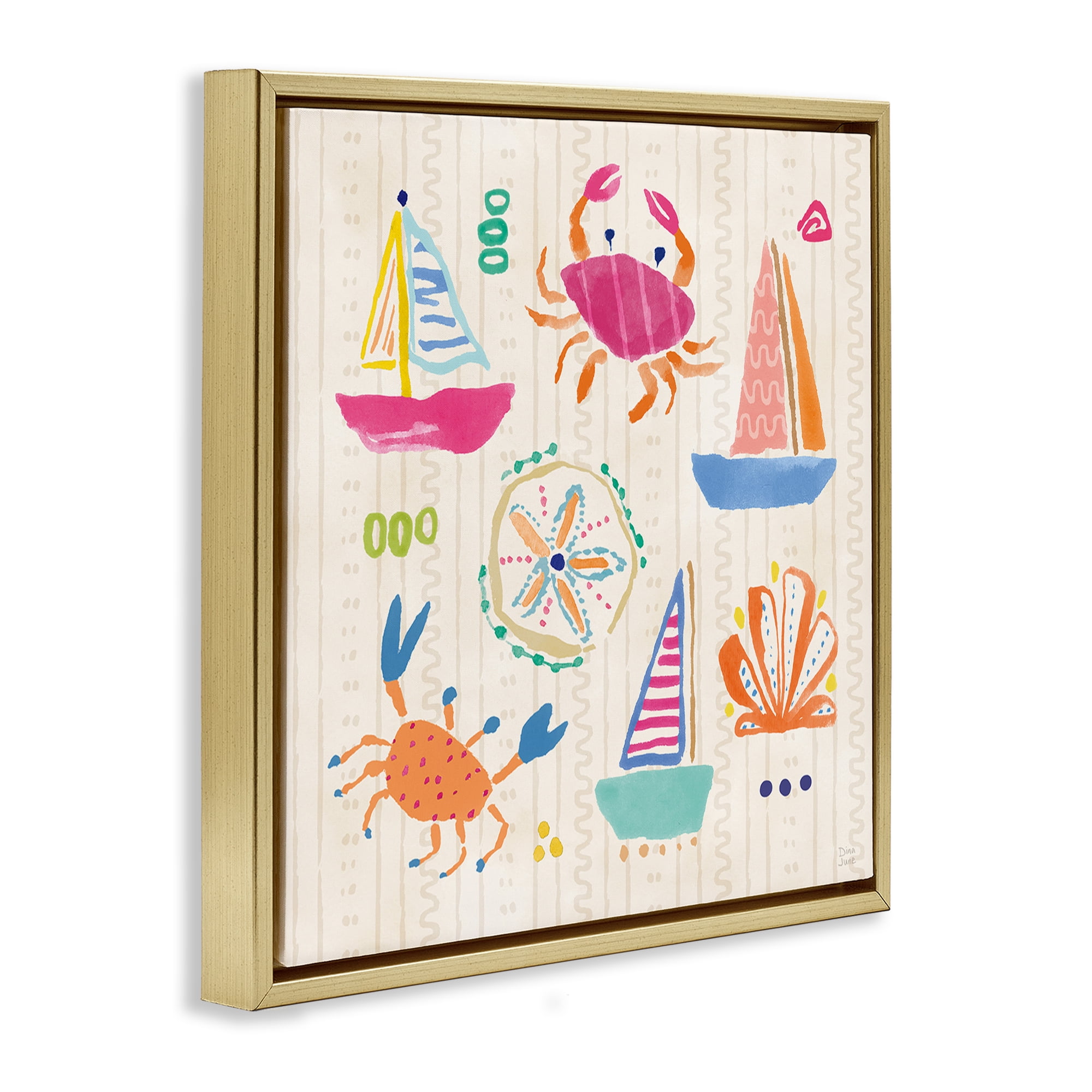 Stupell Industries Nautical Fine In The Sunshine Gold Framed Floater Canvas Wall Art, design by Dina June