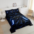 thumbnail image 3 of Gaming Bed Comforter Set Video Game Gamer Console Comforter Set Black and Blue Gaming Comforter, Microfiber Gamer Gamepad Controller Bedding Sets with 2 Pillowcases - Queen Size, 3 of 5